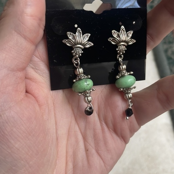 🌹 African turquoise gemstone sterling silver earrings - Picture 13 of 14